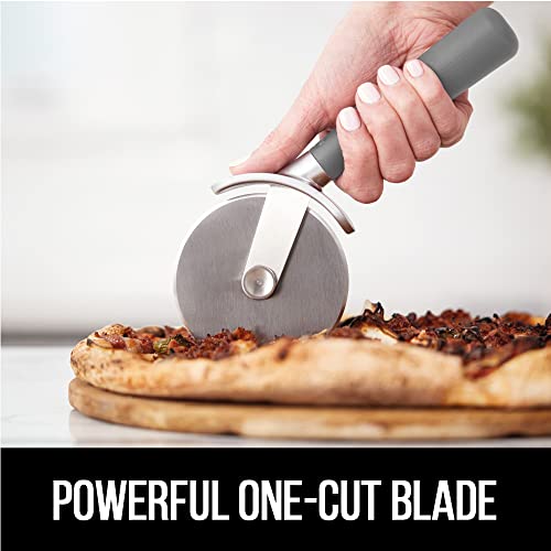 Gorilla Grip Large Pizza Cutter Wheel, 9 Inch, Sharp Stainless Steel Blade, Rust Resistant, Comfort Handle, Thumb Guard Protection, Slice Thick Or Thin Pizzas, Pie Crust, Pastries In Seconds, Gray #TOP1