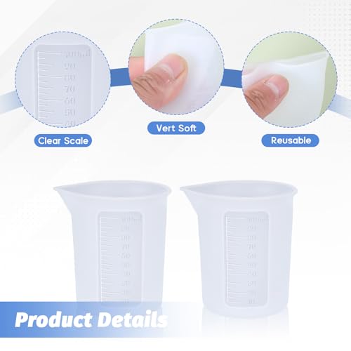 2 vasos medidores de silicona 100 ml, pack 2 miniatura 3