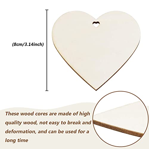 10 Pcs Unfinished Blank Wooden Hearts For Crafts,Heart-Shaped Wood Hanging Pieces Diy Heart Slices Blank Wood Heart Wood Slices Embellishments Ornaments For Christmas, Wedding, Valentine 3.14 Inch #TOP1