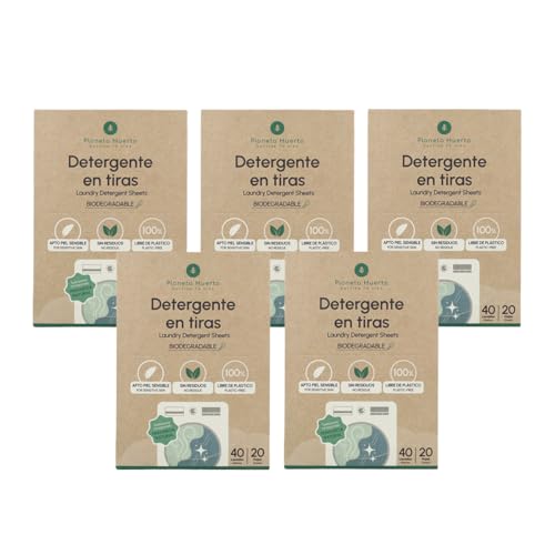 PLANETA HUERTO | Pack 5 x Eco-Tiras detergente y suavizante, Sin plástico, biodegradable, ultra concentrado - Eco-Tiras Apto para bebés y ropa delicada