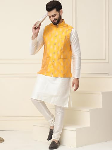 Image of SOJANYA (Since 1958 Men's Silk Blend Kurta Pyjama With Nehrujacket Set