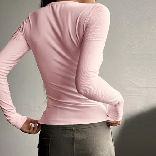 Men Thermal Shirts Long Sleeve Shirts for Women Casual Solid Henley Tops Button Down Shirts V Neck Blouses Basic2
