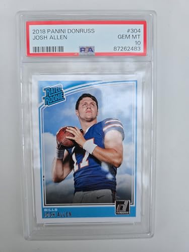 2018 DONRUSS FOOTBALL JOSH ALLEN ROOKIE CARD 304 RC GRADED GEM MI...