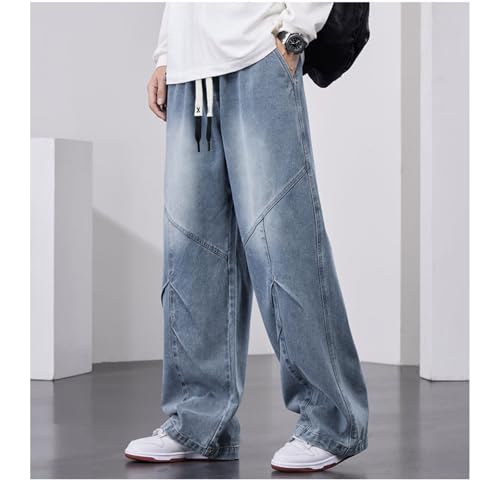 Men's Big Size Loose Fit Retro Jeans Summer New Straight Leg Casual Pants4