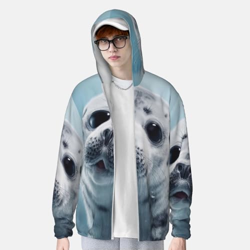 UPF 50+ Sun Protection Hoodie Rash Guard Long Sleeve Sun Shirt Harp Seal Wallpaper UV Shirt Full Zip Jacket4