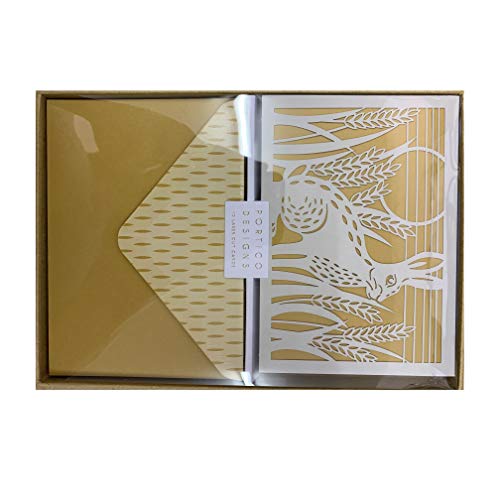 Image of Portico Designs Blank Notecard Set Folklore Laser Cut Boxed Notecards Stationary Set, 10-Count, Hare