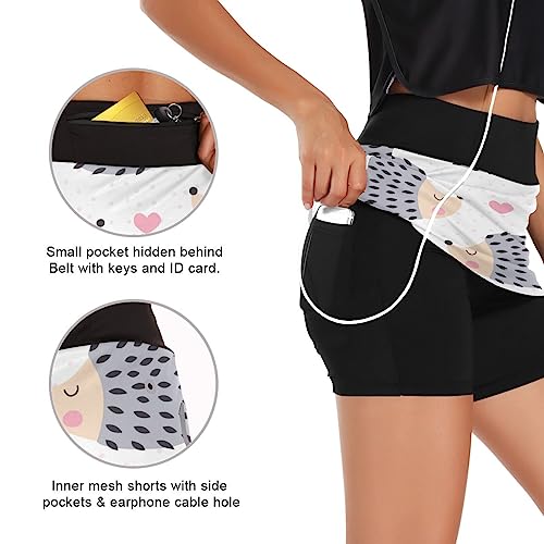 ODAWA Lindas saias de tênis de ouriço para mulheres com bolsos, shorts atléticos de golfe, saia espo