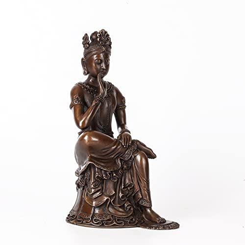 9.5" H Bronze Maitreya Bodhisattva Statue Figurine Religious Buddha Sculpture Art Home Decor #TOP2