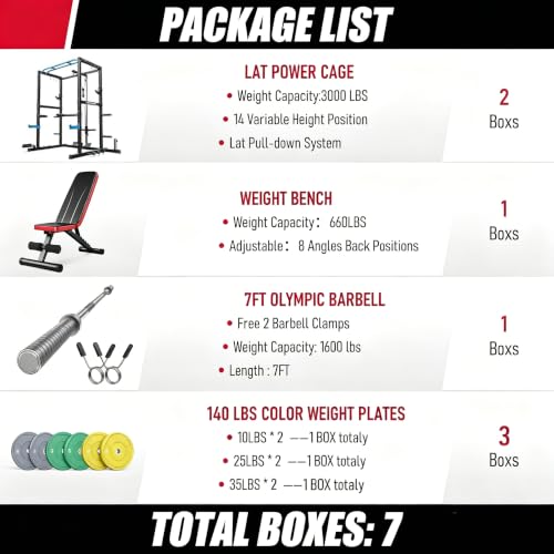 Image of SPORTSROYALS Power Rack, Multi-Functional Power Cage, Squat Rack with Pulley System & LAT Pull Down, Workout Cage with J Hooks for Home Gym