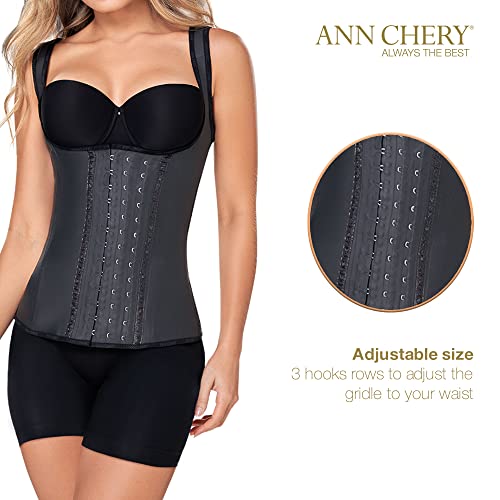 Ann Chery Corset Waist Trainer For Women’s Weight Loss - Colombian Waist Cincher With Straps - 3 Hook Vest Body Shaper Black #TOP1