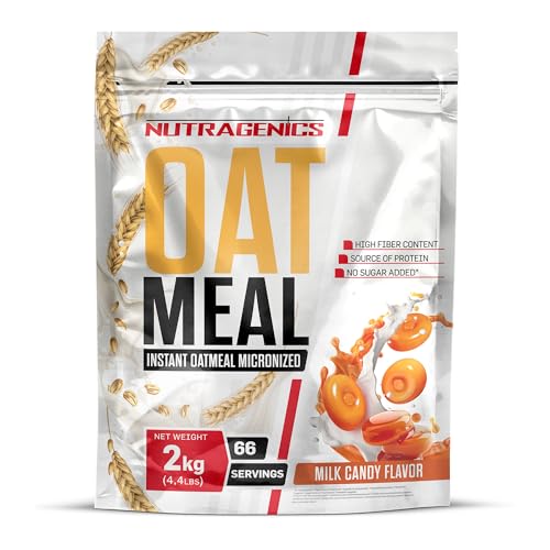 Harina de avena sabores - Nutragenics Instant Oatmeal 2 kg - Avena Sabores - Avena en polvo - Harina de Avena - Avena en polvo Sabores (Dulce de leche)