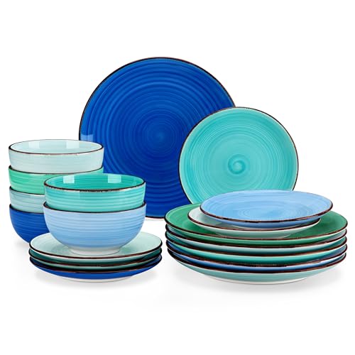 Geschirrset 6 Personen, vancasso BONITA 18 tlg Steingut Geschirr Set 6...