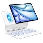 TECURS Hülle Tastatur für iPad Air 13" (M3/M2, 2025/2024), Magic Keyboard für iPad Pro 12.9 (6/5/4/3 Gen) mit Freischwebendes Ständer Design, QWERTZ, Weiß (Deutsches Tastatur (QWERTZ) -Weiß)