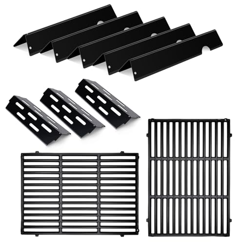 2 Pack Cast Iron Grate With 5 PCS Flavorizer Bars 3 Pcs Heat Deflector For Weber Genesis 2 Grill for Weber Genesis ii 300 Series Replacement For Weber Genesis ii E-310 E-315 E-325 E-330 E-335 S-310