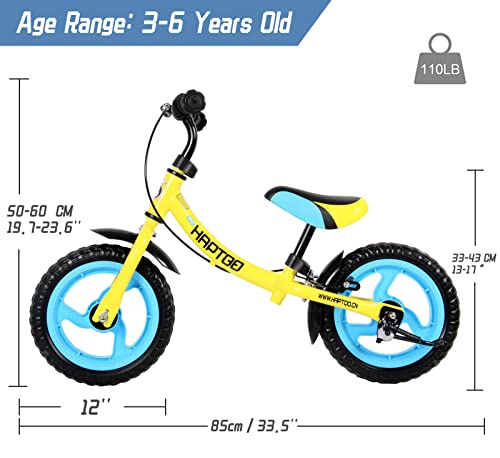 Haptoo 12 Inch Balance Bike For Toddlers And Kids Aged 3-6 Years Old, Kids Balance Bike With Handbrake, No Pedal Training Bicycle Best Gift For Boys And Girls #TOP5