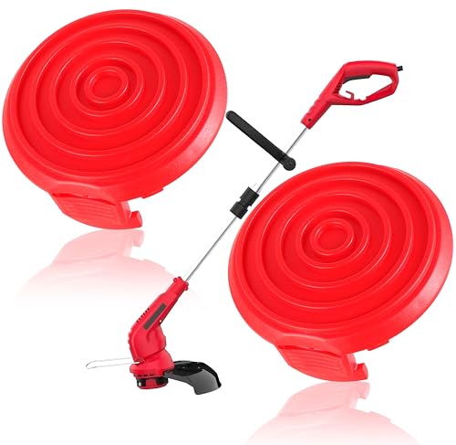 2-Pack Weed Eater Spool Cap Cover Compatible with Hyper Touch HT19-401-003-03 HT18-401-002-01 HT10-401-002-01 HT18-401-004-01 String Trimmer Hyper Touch Electric String Trimmer Replacement Parts (Red)