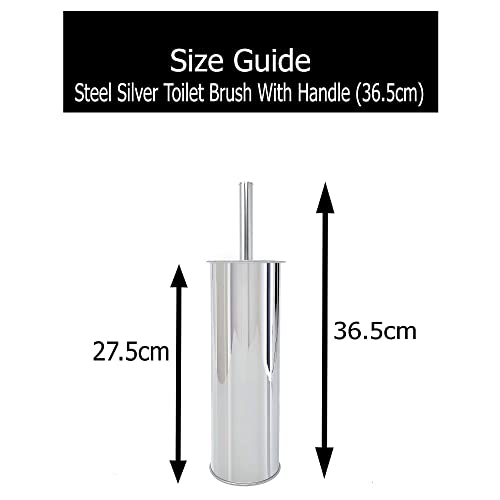 Stainless Steel Bathroom Toilet Cleaning Brush With Holder Free Standing Set Toilet Bowl Cleaner Brush Long Handled Toilet Brush And Holder (Silver - 27.5 X 10Cm) #TOP4