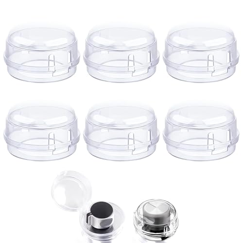 Kukupow Protección De Perillas De Horno 6 Piezas, Cubiertas De Seguridad Para Perillas Del Horn Para Niños, Protección Para Botón De Cocina De Gas, Transparente Cubiertas De Seguridad Para Cocina