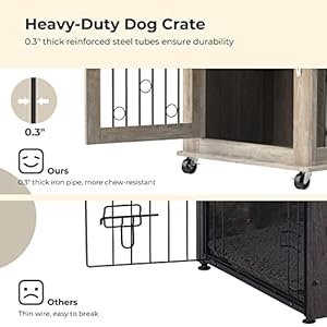 Dog Crate Furniture with Divider for 2 Small to Medium Dogs Wooden Cage End Table Heavy Duty Indoor Puppy Kennel with Removable Divider and Sliding Door Grey 3937w252d2894h  Cucciolini Doodles Dog crate furniture with divider for 2 small to medium dogs wooden cage end table heavy duty indoor puppy kennel with removable divider and sliding door grey 39 37w25 2d28 94h   cucciolini doodles