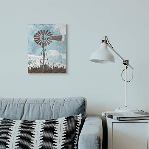 Stupell Industries Farm Windmill Blue Brown Painting, Design By Bluebird Barn Wall Art, 16 X 20, Canvas #TOP5
