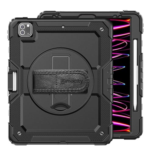 Timecity Protective Case for iPad Pro 12.9 inch 6th/ 5th/ 4th/ 3rd Generation, with Strong Protection, Screen Protector, Hand/Shoulder Strap, Rotating Stand, Pencil Holder - Black by timecity - Image 9