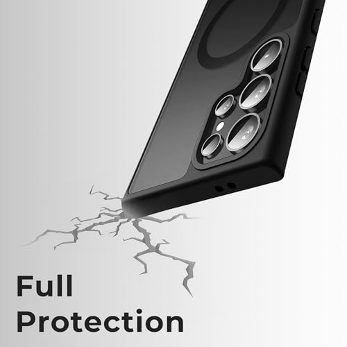 Image of Glassology Case for Samsung Galaxy S25 Ultra Frosted Magnetic Case - Matte Translucent TPU+PC Shockproof & Anti-Scratch Phone Cover with N52 Magnet (Black, Samsung Galaxy S24 Ultra)
