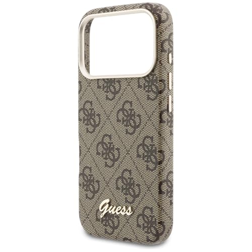 Coque iPhone 17 Pro Guess 4G Script Marron Premium Look Luxueux