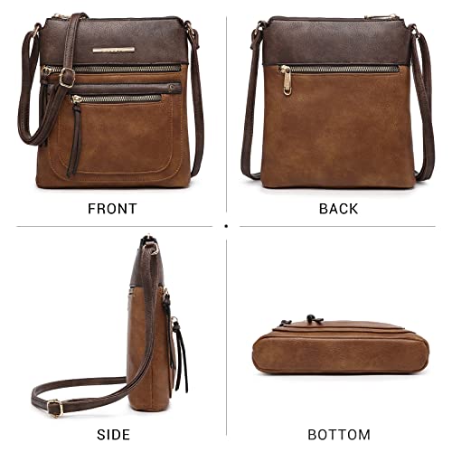 Dasein Crossbody Purse for Women Vegan Leather Shoulder Handbags Messenger Bags with Multi Zipper Pockets3
