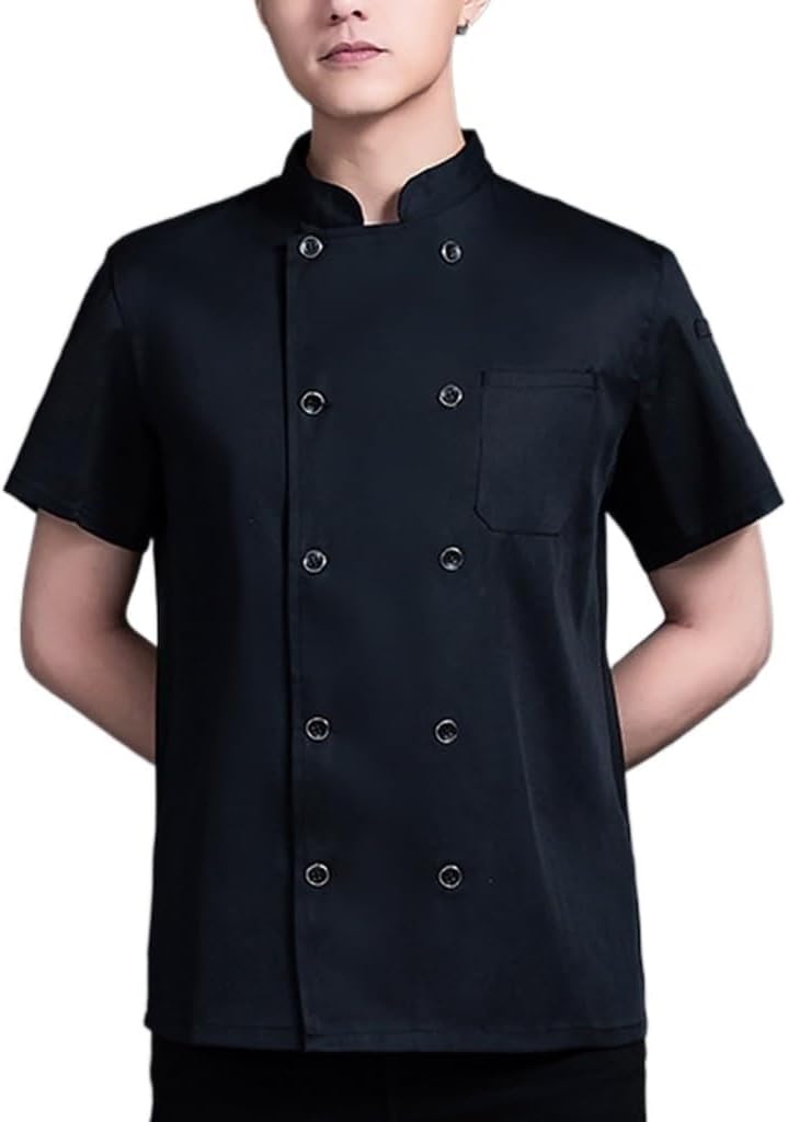 Unisex Short Sleeve Chef Coat Breathable Chef Jacket Men Women Kitchen Chef Uniform for Food Service and Bakers