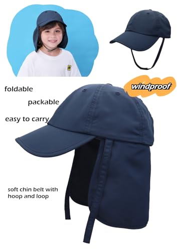 LLmoway Boys Beach Hat with Strap Toddler Kids Sun Hats with UV Protection Neck Flap Quick Dry Baseball Caps 2-6Years 5