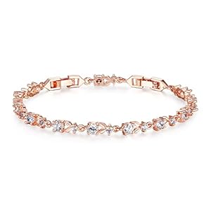 WOSTU 14K Gold Plated 3mm Cubic Zirconia Classic Adjustable Tennis Bracelet |Gold Bracelets for Women |Bride Bracelet for Wedding|Size 6.5-8 Inch