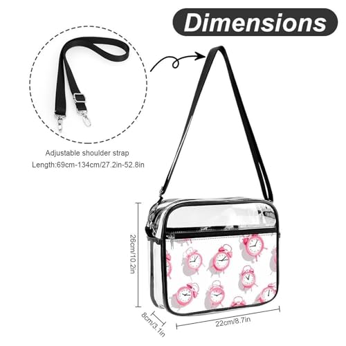 Alarm Cocks Large Clear Stadium Bag Clear Mini Messenger Bags with 2 Compartments Crossbody Bag2