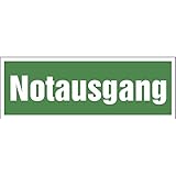 Rettungsschild Notausgang | 297x105 mm | grün/weiß | 1 Stück