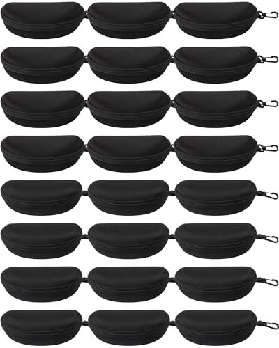 Image of Treela 24 Pcs Sunglasses Case Portable Travel Hard Shell Zipper Frame Summer Eyeglasses Case with Plastic Hook for Women Men