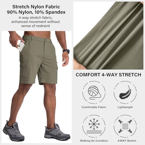Image of Jessie Kidden Mens Cargo Shorts Expandable Waist Quick Dry Hiking Shorts