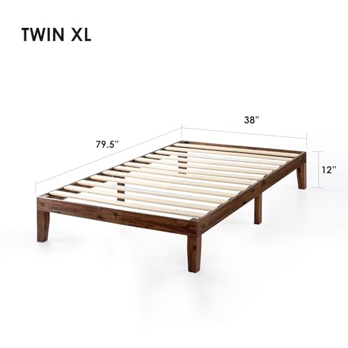 Mellow Naturalista Classic 12 Inch Solid Wood Platform Bed with Wooden Slats, Twin XL, Espresso