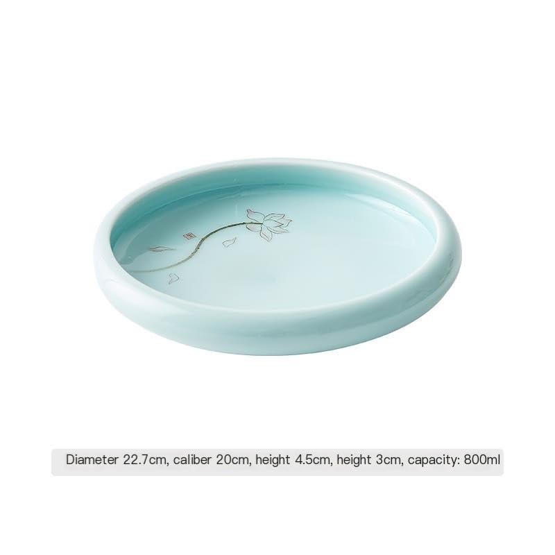 Piatti Da Dessert Piatto fondo in ceramica in stile cinese con piede alto Piatto in ceramica creativo Piatto da portata personalizzato for ristorante dell'hotel Stoviglie Stoviglie Per La Cena(8.9inch