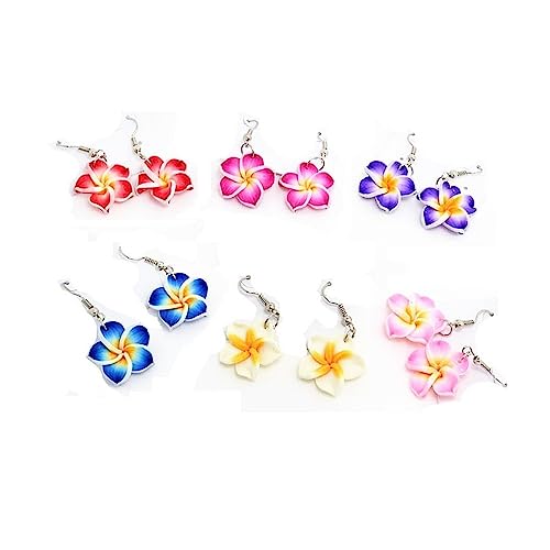 Lovely Hawaiian Plumeria Rubra Dangle Earrings Tropical Flower Bohemia Luau Beach Party Accessories for Women Gifts-Red