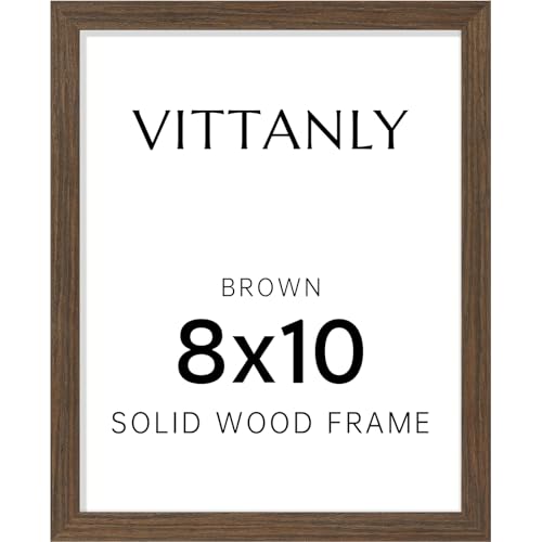 Vittanly 8x10 Picture Frame Solid Wood Frame with Plexiglass Brown