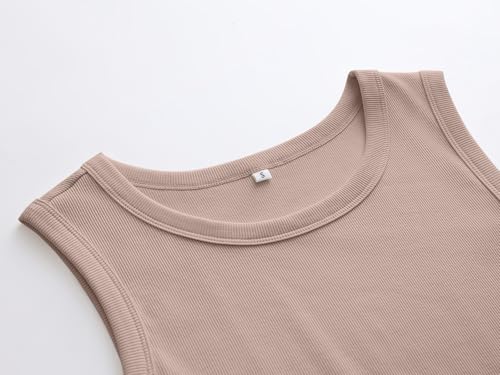 Image of ANRABESS Womens Sleeveless High Neck Tank Tops Fashion Summer Casual Basic Slim Fit Ribbed Racerback Top Shirt Clothes