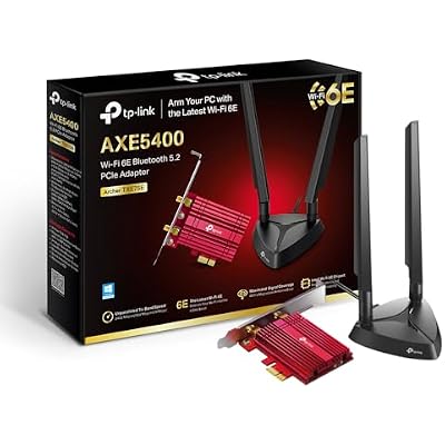 TP-Link Archer TXE75E AXE5400Mbps Tri-Band WiFi 6E Bluetooth 5.3 PCIe Adapter with Two Antennas, WiFi Adapter for PC, Intel Chipset, Magnetized Antenna Base, Low-Profile Bracket Included, WPA 3