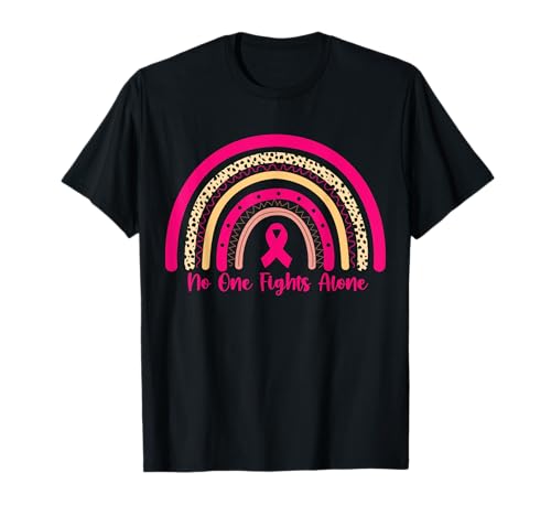 Nastro rosa con bandiera americana "No One Fights Breast Cancer Alone" Maglietta