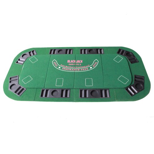 IDS 3 in 1 Folding Casino Texas Hold\'em Table Top Green (Poker/Blackjack/Craps) with Carrying Bag