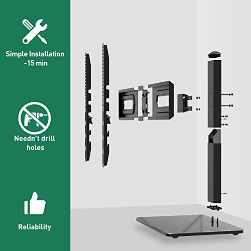 Mount Pro Swivel Universal Tv Stand/Base - Table Top Tv Stands For 37 To 70 Inch Lcd Led Tvs - 9 Levels Height Adjustable Tv Mount Stand With Tempered Glass Base, Holds Up To 88Lbs, Max Vesa 600X400Mm #TOP3