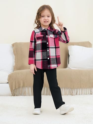 Image of Toddler Girl Clothes Plaid Long Sleeve Button Down Shirt Corduroy Overall Jumpsuit Girls Fall Winter Outfit Set