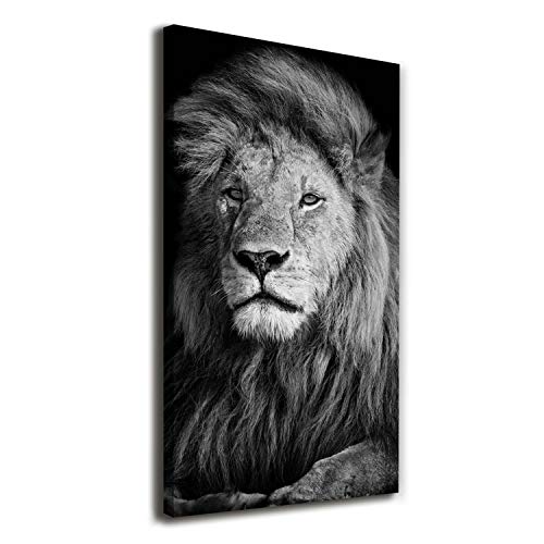 Tableaux pour la mur lion noir et blanc Tulup 60x120 impression toile