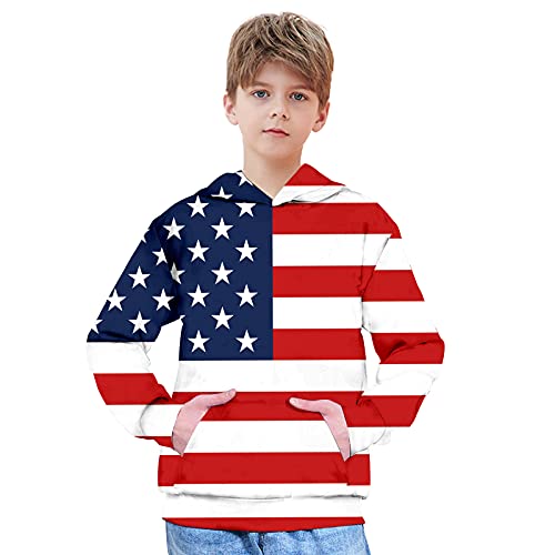 Unicomidea Flag Sweatshirt For Girls Fashion 3D Red Stripe Hoodies Boys 14-16 Years Clothes Casual Kid School Sweater Outfit Size 15 Young Boys Holiday Sweatshirt #TOP1