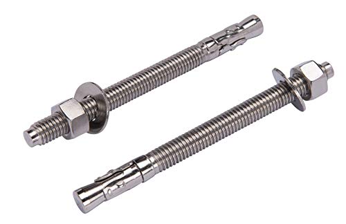Bolt Dropper 1/2" X 6" Wedge Anchor (5pc), 18-8 Stainless Steel Corrosion Resistant Commercial Grade Washers and Nuts Included Choose Size