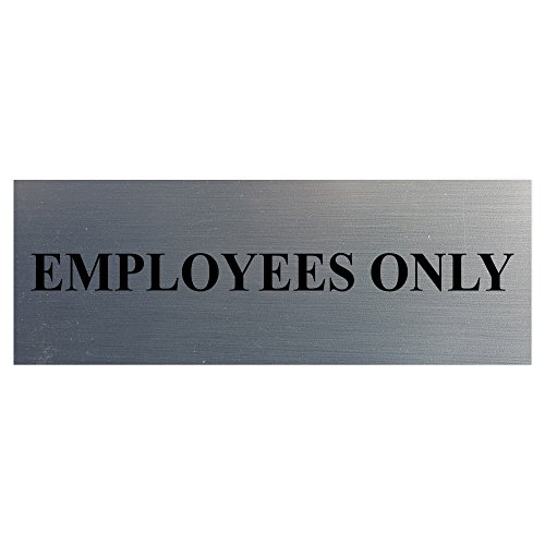 All Quality Basic Employees Only Wall or Door Sign - Easy Installation | Staff Only Signage‌ - Silver - Large (1 Pack)