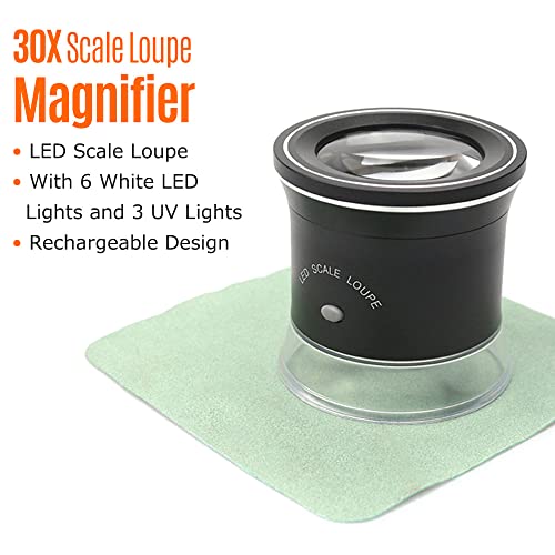 Loupe de précision 30X avec éclairage LED blanc et UV pour circuits imprimés PCB - 6